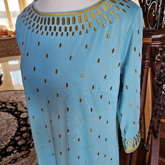 Gretchen Scott Rocket Girl Dress - Trq/Gold - Sz M - Picture 4 of 8